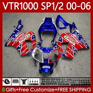 Kit carenature per HONDA VTR1000 RC51 2000 2001 2002 2003 2004 2005 2006 Corpo Rosso blu 123No.115 RTV1000 VTR 1000 SP1 SP2 2000-2006 VTR-1000 00 01 02 03 04 05 06 Carrozzeria