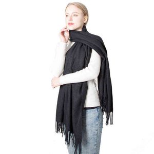 New Women Scarf Korean Female Winter Student Long Thick Warm Knitting Winter Black Gray Red Blue Scarf T220727