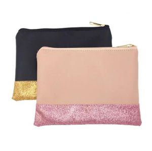 50pcs/lot High quality Glitter Cosmetic Bag Wholesale Blanks Shining PU Clutch 2 Colors Makeup Bag 20cmx14cm SN3704