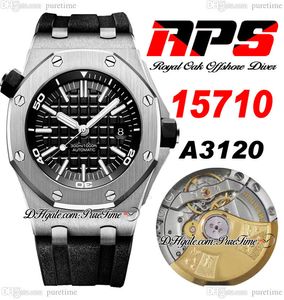 APSF 42 -мм дайвер A3120 Automatic Mens Watch Steel Case 157 Black Grande Tapisserie Dial Резиновый ремешок Super Edition Puretime A1