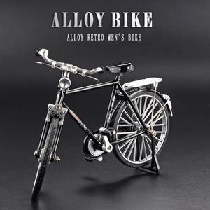 Simulering 1 10 Skala Kinesisk stil Diecast Metal Model Retro Bicycle Toy City Men S Miniature Replica Collection 220608