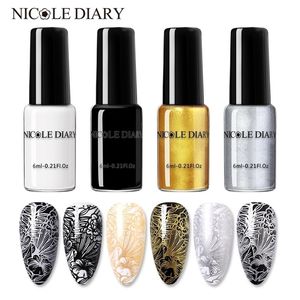 Nicole Diary ml Stamping Black White Art Printing Varnish Stamp för S Hybrid Nail Polish Lackers