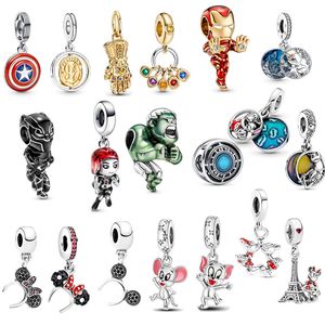 s925 Sterling Silver Charm Lösa pärlor Big Name Beaded Dams DIY Lyx Bear Armband Original Fit Pandora Mouse Pendant Dam Smycken Present