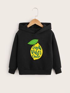 Toddler pojkar fruktbrev grafisk termisk hoodie hon