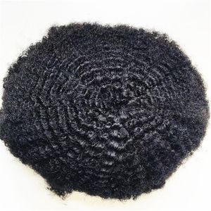 6mm Afro Hand Tied Full Lace Toupee 100% Indian Virgin Human Hair Pieces for Black Men Fast Express Delivery
