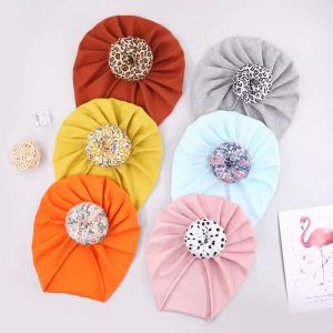 10 farben Baby Baumwolle Beanie Neugeborenen Blumen Druck Donnut Ball Weiche Mütze Baby Mädchen Nettes Kind Haar Zubehör 0-3T