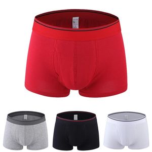 Underbyxor män underkläder ren bomull med fyra hörn sexig ungdom tät passande fet kille lång svett-absorbent sportboxare trosor solid colorunderp