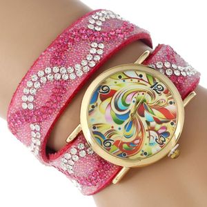 Relógios de pulso gnova platinum étnico retro strap shinestone Butterfly Bracelet Watch Women Pu Leather Wristwatch Fashion Quartz Clock A848
