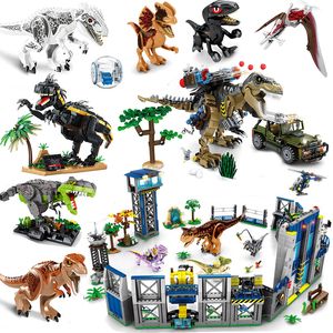 Jurassic Dinosaurs Skeleton Park Animals World Inptors Tyrannosaurus Building Blocks Toys Bricks Blue Owen T Rex Dinos