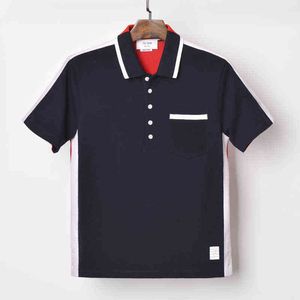 T-shirt da uomo Strength TB Polo a maniche corte a contrasto davanti sul retro T-shirt casual di tendenza T-shirt girocollo classica High Street Maglieria di qualità confortevole