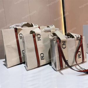 2021 Shoulder Bag Letter Print Stripe Evening Bags Large Capacity Tote Woody Canvas Female Casual Handbag Shopping Bags