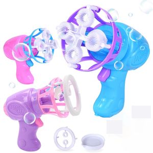 Summer Funny Magic Bubble Blower Machine Electric Automatic Bubble Maker Gun with Mini Fan Kids Outdoor Toys Wedding Supplies 220621