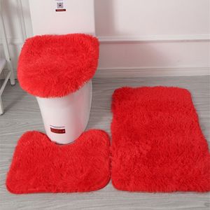 Set of 3 Bathroom Mat Toilet Soft Non Slip 2PCS Rug Shower Carpets Lid Cover Floor s 220504