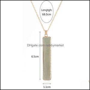 Hänge halsband hängsmycken smycken mode kvinna lång guld kant natursten bar halsband släpp leverans 2021 eduay