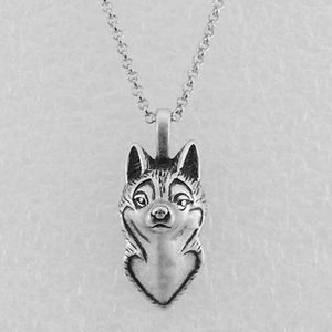 Colares pendentes Vintage Hippie 3D Siberiano Husky Maxi Colar Long Boho Chain Declaração para homens Jóias de jóias