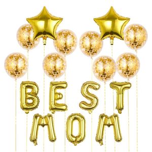 Party Decoration Mother Day Golden Silver Sequins Latex Balloons Set 16inch Mom Gift Rose Gold Letter Aluminum Foil Air GlobosParty