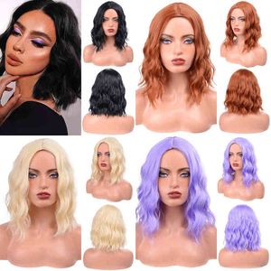 Aidable Synthetic Bob Wigs Short Wave for Women Middle Part Black Blonde Red Cosplay Party Heat Resistant 220622
