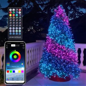 Strings LED 10/20M Smart App Control Fairy Light Outdoor RGB Bluetooth choinka sznur Garland na przyjęcie weselne dekorowane