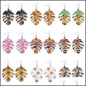 Other Earrings Jewelry Leather For Women Lady Fashion Sunflower Print Earring Lightweight Leaf Teardrop Bohemian Gift Dhhxp