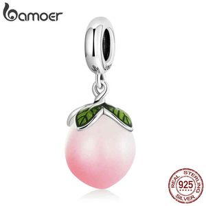 Bamoer Sterling Silver Peach Pendant Bird Dragonfly Charms Fit For Women Orginal Armband eller Necklace Fine Jewelry Gift