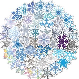 Waterproof sticker 50PCS Aesthtic Snow Stickers for Kids Laptop Stationery Scrapbooking Cup Winter Christmas Snowflake Graffiti Vinyl Decals Car stickers