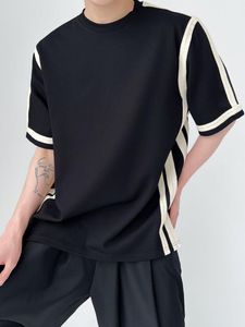 Mens T-Shirts Men Clothing 2024 Summer Short Sleeve Stripe Oversized T-shirt Korean Fashion Loose Streetwear Harajuku For MaleMens
