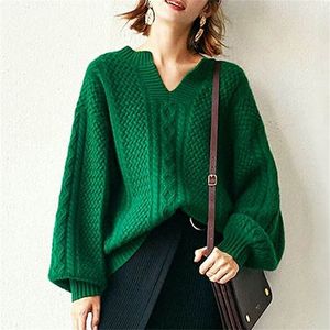 100% kashmir kvinnor tröja kvinnlig vinter mode kvinna höst vinterjumpers ull smaragd vintage damtröja toppar 201225