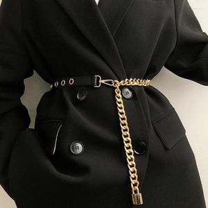 Belts Cummerbunds Punch-free With Holes Jewelry Accessory PU Leather Thin Waistband Waist Chain Female BeltsBelts Forb22