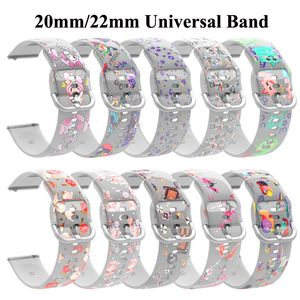 20mm 22mm Printing Silicone Watch band For Samsung Galaxy watch 3 41mm 45mm Gear S2 S3 Bracelet Strap For Samsung Active 2 1
