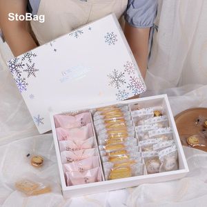 Gift Wrap Stobag 5st Snowflake Cookies Box Birthday Wedding Party Packaging Favors Handgjorda dessert bakning Madeleine DecorationGift