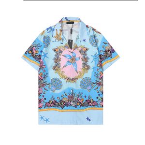 23SS Lüks Erkek Moda Çiçek Baskı Gömlek Kısa Kollu Hawaii Gömlek Takımları Yaz Plajı Tasarımcı Elbise Gömlek 6688