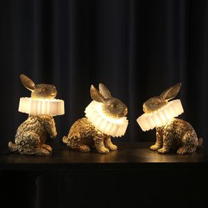 Table Lamps Resin Lamp Bedroom Cute Night Light Bedside LED Lights Home Decoration Salon Lighting Fixtures Animal OrnamentsTable LampsTable