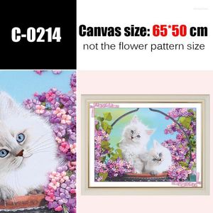 Other Arts And Crafts 3d Ribbon Embroidery Diy Decorative Canvas Painting Cute Cat & Flowers Needlework Kits Handmade Home Accessories W