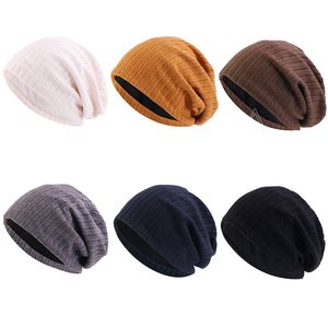 Mężczyźni zimowi ciepły kapelusz dorosły miękki bawełniany dzianiny swobodne czapki czaszki na zewnątrz solidne gorros sportowe czapkę