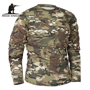 MEGE BRAND CONTYING Autumn Spring Men Long Sleeve taktyczny kamuflaż T-shirt Camisa Masculina Szybki suchy wojsko koszula 220507