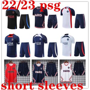 22/23 PSGS Tracksuit 2021 2022 2023 Sportkleding Mannen Trainingspak Korte mouwen Suit voetbalvoetbal Jersey Kit Uniform Chandal volwassen sweatshirt trui sets