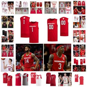 Maglia da basket NCAA Stitched Nebraska Cornhuskers 0 James Palmer Jr. 5 Glynn Watson Jr. 12 Thomas Allen 25 Nana Akente 34 porir porbjarnarson Bryce McGowens Jerseys