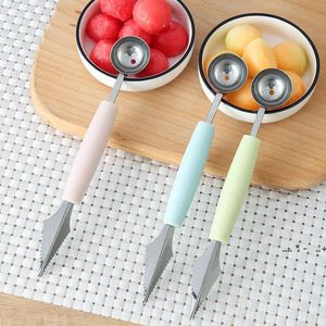 Stainless Steel Dual-head Carving Knife Fruit Tool Watermelon Ice Cream Baller Scoop Stacks Spoon Home Kitchen Accessories by sea GCB14775