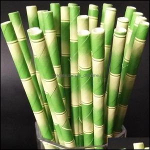 Engångskoppar sts kök leveranser kök matbar hem trädgård ll papper grönbrun bambu mönster bi dhhno