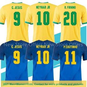 2021 태국 Neymar National 축구 T 셔츠 Paqueta Neres Coutinho Kid 축구 셔츠 Firmino 예수 Marcelo Pele 남자 여자 키트 및 유니폼