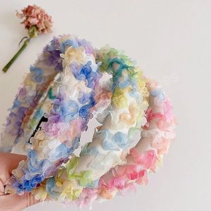 Rosa Haar-Accessoires, Netz-Blumen-Stirnband, süßer Stil, Styling-Werkzeuge für Mädchen, breites Haarband, Kopfbedeckung