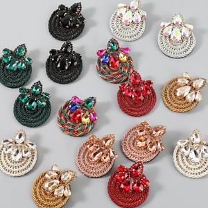 Lampadario pendente Design Orecchini rotondi fatti a mano in cristallo colorato Accessori di gioielli con strass di moda di alta qualità per le donneCiondola