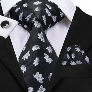 Bow Ties Hi-Tie Men's Tie Black White Slips Silk Jacquard Woven Wedding Formal Stryle for Business SN-3007 BOW BOWBOW