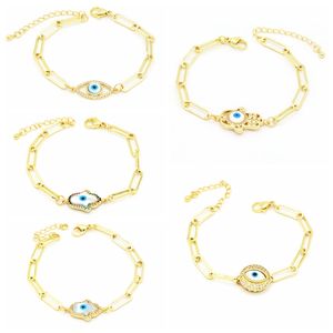 18K Gold Plated Evil Eye Charm Bracelet for Women Gift