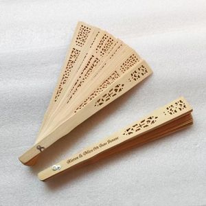 Personalized Sandalwood Folding Hand Fan With Organza Bag Wedding Favors Fan Party