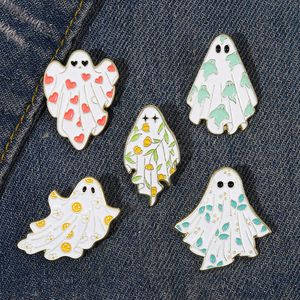 Geist Emaille Pins Broschen Blume Punk Halloween Lustige Nette Metall Abzeichen Benutzerdefinierte Revers Frauen Kinder Geschenke Gothic Schmuck