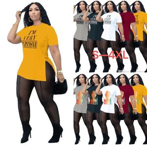 Summer Womens Designer Tracksuits Two Piece Set Short Sleeve Plus Size Clothes Printed T Shirt Sexy Mesh Sheer Yoga Pants Suit