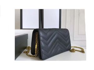 Hihg Luxurys Designers Wallet Bags Womans Fashion Classic Wave Wallet chain حقيبة كتف كلاسيكية من الجلد الطبيعي حقيبة يد ماركات فاخرة حقائب كروس بودي