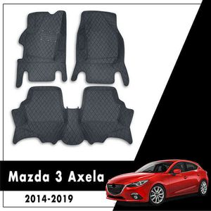 Mazda 3 Axela 2019 2018 2018 2017 2016 2015 2014カーフロアマット装飾革製自動車プロテクターフロアカーペットスタイリングH220415