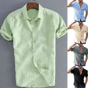 Mens Tshirt Blus Stand Collar Kort ärm Toppar TEES Män linne bomull Coman Case Beach Formal Tshirt Male Simple T-shirt Solid G220511